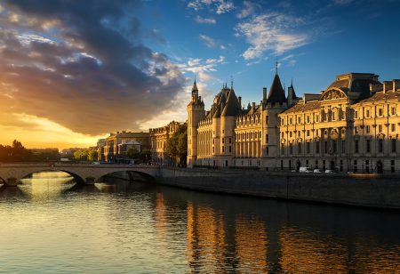 Court of Cassation and Bridge of Changers in Paris, France